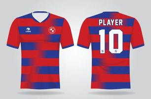 Red and blue sports jersey template for team uniforms and Soccer t shirt design