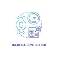 Increase content ROI blue gradient concept icon vector