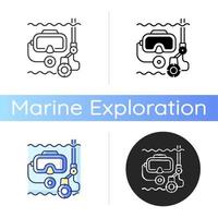 Underwater inspection icon vector