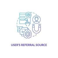 User referral source blue gradient concept icon vector