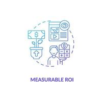 Measurable ROI blue gradient concept icon vector