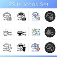 Marine exploration icons set vector