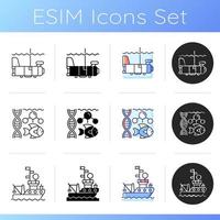 Marine exploration icons set vector