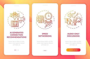 Online events for networking onboarding mobile app page screen with concepts vector