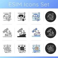 Marine exploration icons set vector