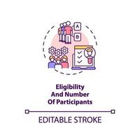 Eligibility and participants number concept icon vector