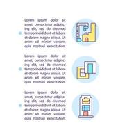 Iconos de línea de concepto de edificios impresos en 3D con texto vector