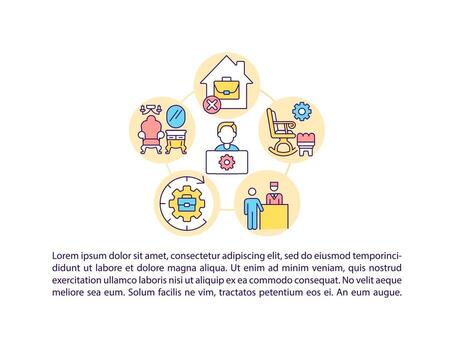 Private offices for remote workers concept line icons with text vector