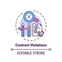 icono de concepto de violaciones de contrato vector