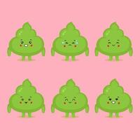 Cute Wasabi Character with Expressions vector