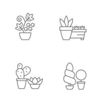 Gardening store categories linear icons set vector