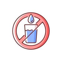 Not drinking water RGB color icon vector