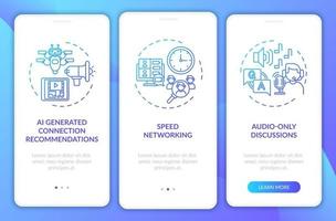 Distant events for networking onboarding mobile app page screen with concepts vector