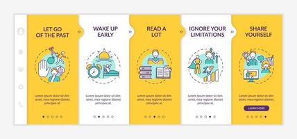 Self-development methods onboarding vector template