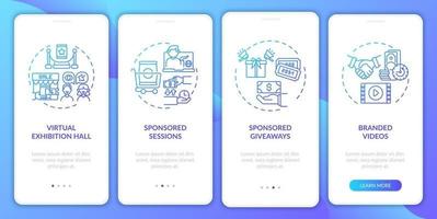 Sponsorship distant events ideas onboarding mobile app page screen with concepts vector