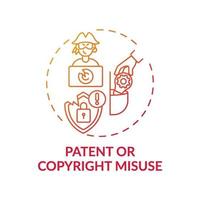 Icono de concepto de uso indebido de patentes y derechos de autor vector