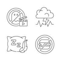 Causes for bad sleep linear icons set vector