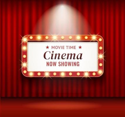 Cinema theater frame retro vector illustrations.