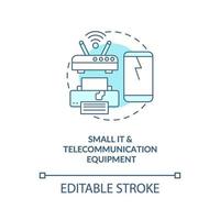 Pequeño icono de concepto de equipo de telecomunicaciones e informática vector