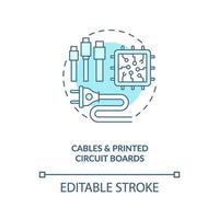 Cables and printed circuit boards concept icon vector