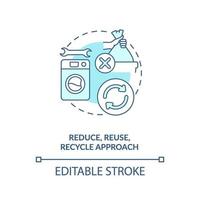 Reduce, reuse, recycle approach concept icon vector