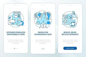 E-trash reducing initiatives onboarding mobile app page screen with concepts vector