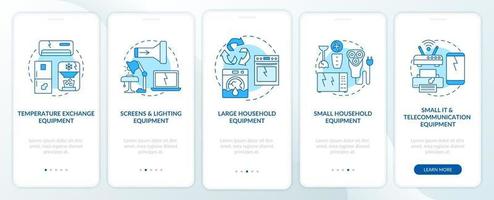E-trash categories onboarding mobile app page screen with concepts vector