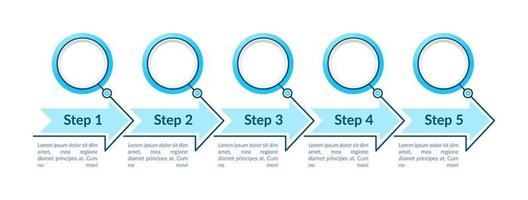 Blue empty circles steps vector infographic template