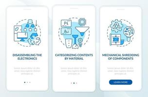 E-trash disposal steps onboarding mobile app page screen with concepts vector