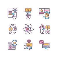 Smart content RGB color icons set vector