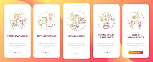 Clinical investigation onboarding mobile app page screen with concepts vector