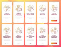 Interventional study onboarding mobile app page screen with concepts set vector