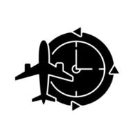 Jet lag black glyph icon vector