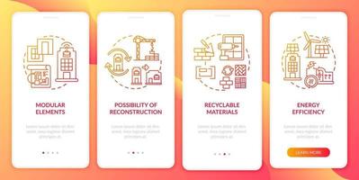 Future workplace building onboarding mobile app page screen with concepts vector