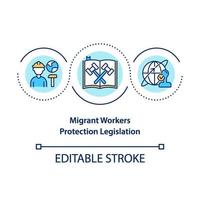 Icono de concepto de legislación de protección de trabajadores migrantes vector