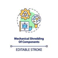 icono de concepto de trituración de componentes mecánicos vector