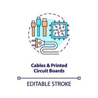 Icono de concepto de cables y placas de circuito impreso vector