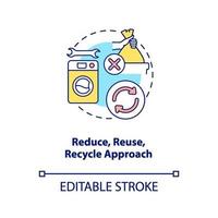 Reduce, reuse, recycle approach concept icon vector