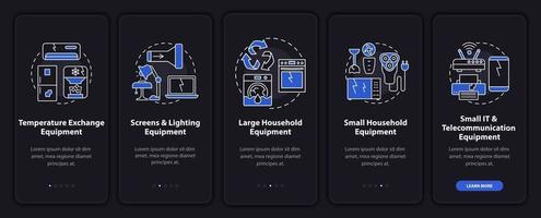 E-scrap types onboarding mobile app page screen with concepts vector