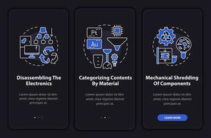 E-scrap utilization onboarding mobile app page screen with concepts vector