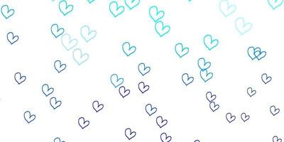 Light BLUE vector background with Shining hearts.