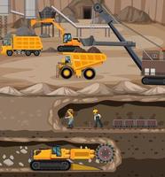 Landscape of coal mining with underground scene vector