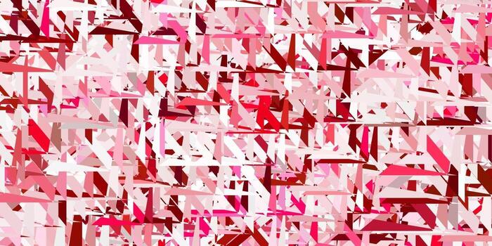 Telón de fondo de vector rosa claro, rojo con triángulos, líneas.
