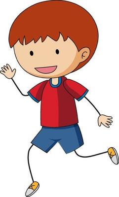 A doodle kid jumping rope cartoon character isolated