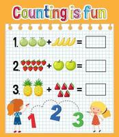 Math count number worksheet vector