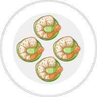 Top view of shrimp food menu on a plate vector