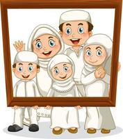 Happy family member holding photo frame vector