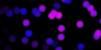 Dark purple, pink vector pattern with coronavirus elements.