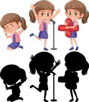 Cartoon character of a girl doing different activities vector