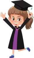 Cartoon character of a girl wearing graduation costume vector